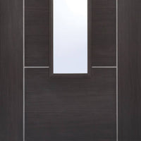 Laminate Vancouver Dark Grey Single Evokit Pocket Door Detail - Clear Glass - Prefinished