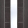 Laminate Vancouver Dark Grey Door Pair - Clear Glass - Prefinished