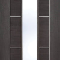 Laminate Vancouver Dark Grey Door Pair - Clear Glass - Prefinished