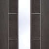 Laminate Vancouver Dark Grey Door Pair - Clear Glass - Prefinished