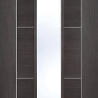 Laminate Vancouver Dark Grey Single Evokit Pocket Door Detail - Clear Glass - Prefinished