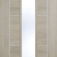 Laminate Vancouver Light Grey Door Pair - Clear Glass - Prefinished