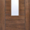 Laminate Vancouver Walnut Single Evokit Pocket Door Detail - Clear Glass - Prefinished