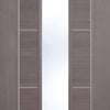 Laminate Vancouver Medium Grey Single Evokit Pocket Door Detail - Clear Glass - Prefinished