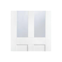 London Single Evokit Pocket Door Detail - Clear Glass - White Primed