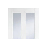 London Single Evokit Pocket Door Detail - Clear Glass - White Primed