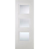 Amsterdam 3 Panel Single Evokit Pocket Door Detail - Clear Glass - White Primed