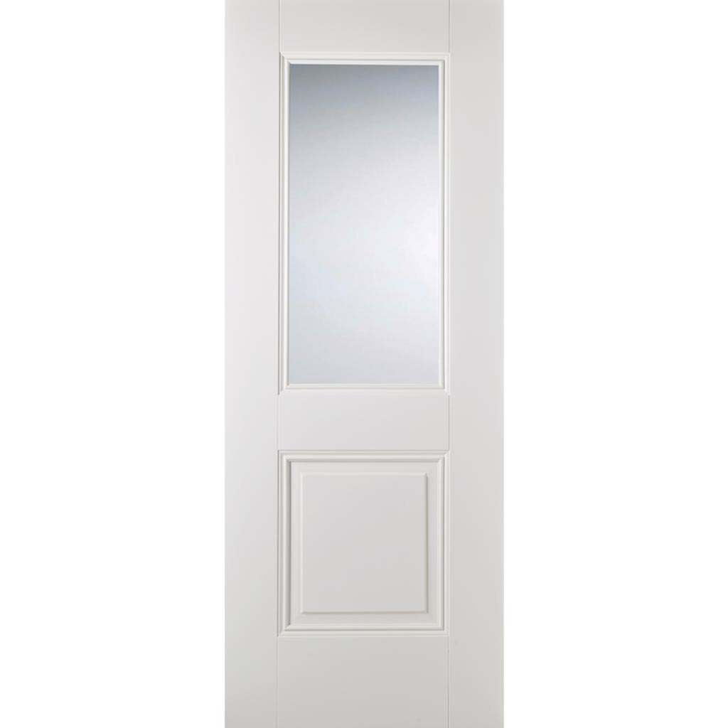 Arnhem 1 Pane 1 Panel Door Pair - Clear Glass - White Primed
