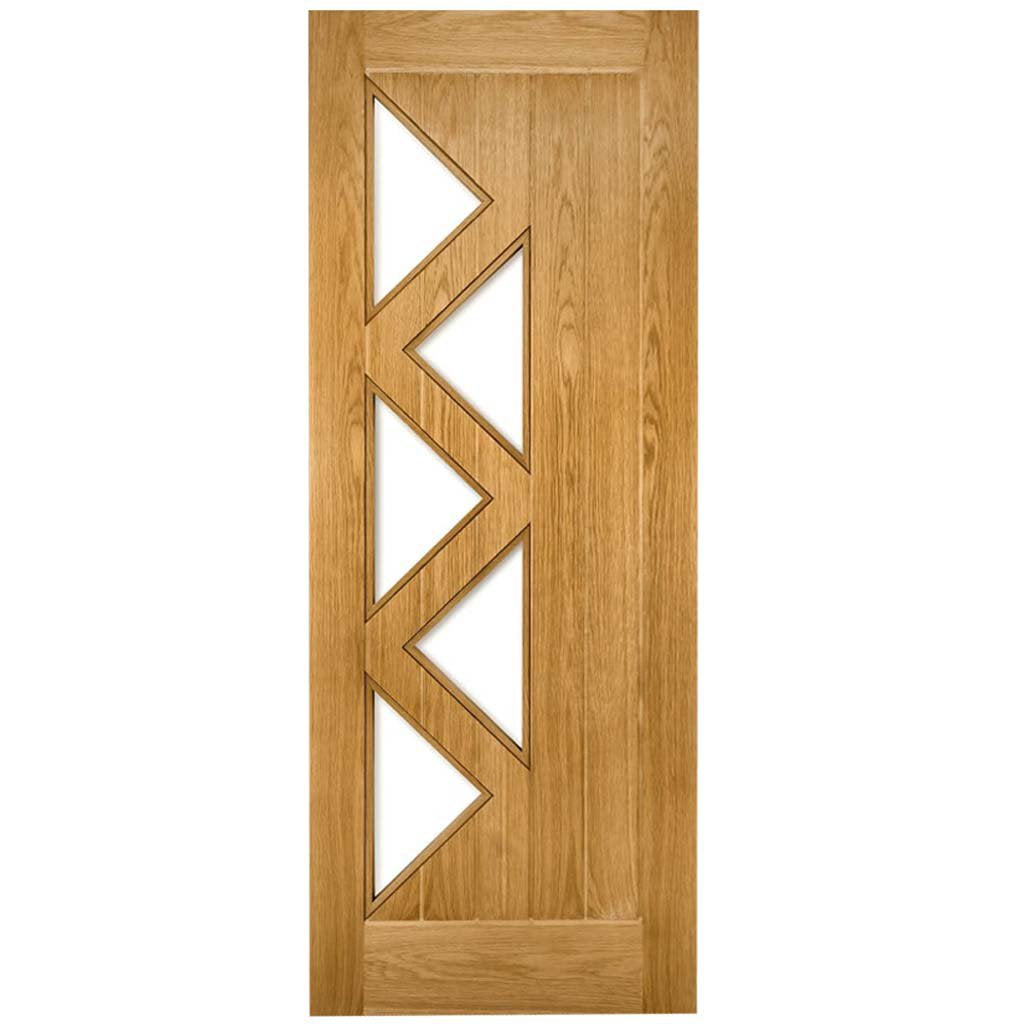 Ely oak door with 5 triangular glass panes