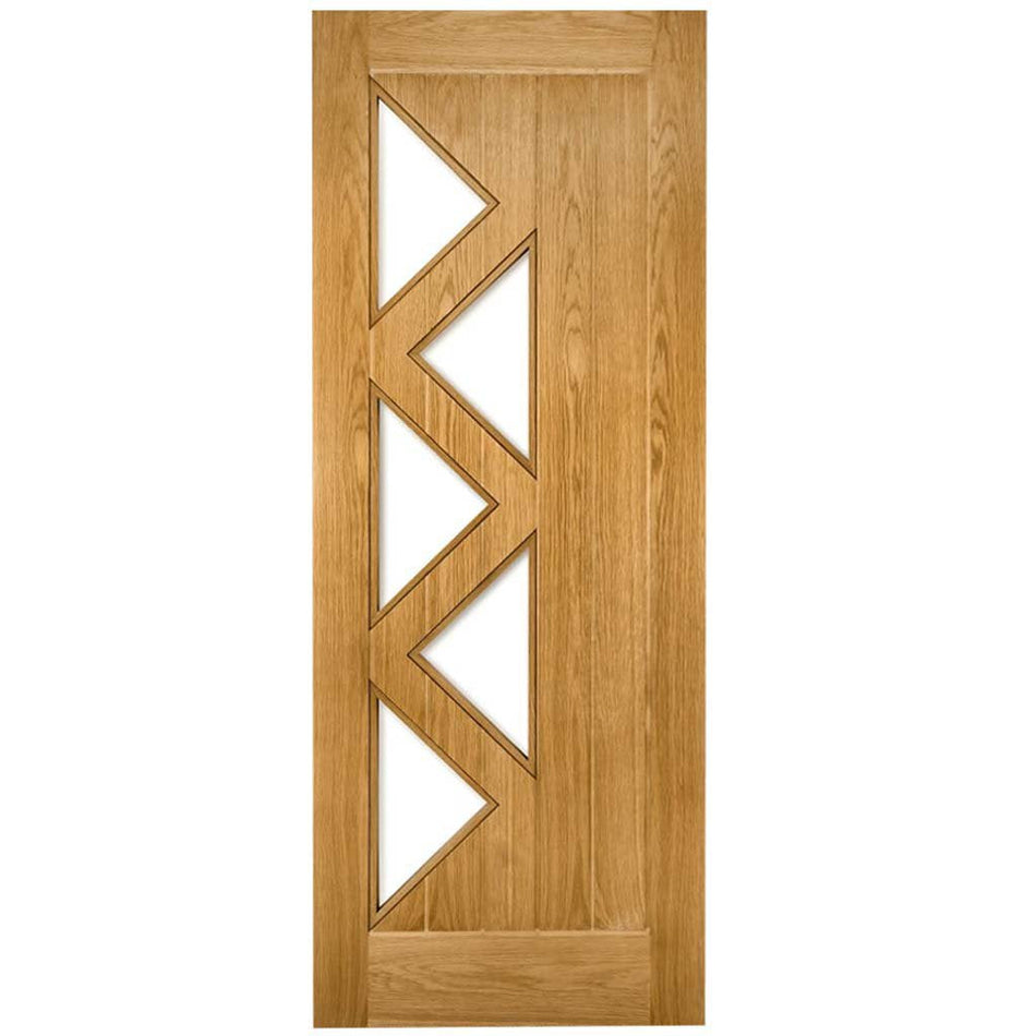 OakRoom Divider - Ely 5 Panes Glazed Prefinished Door with Full Glass Side - 2018mm High - Multiple Widths