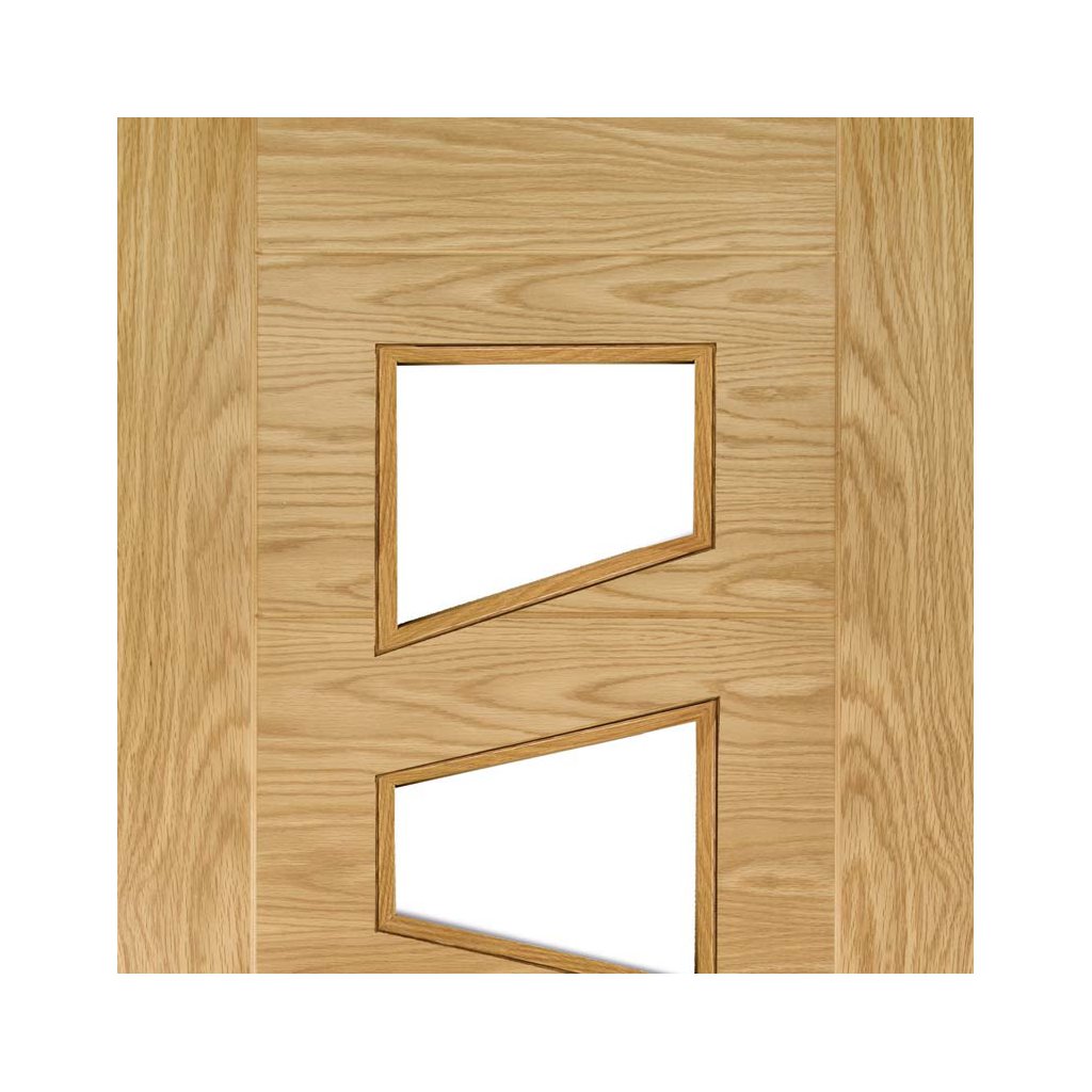 Seville 4LS Glazed Oak Door Pair - Irregular Glass Panes -  Prefinished