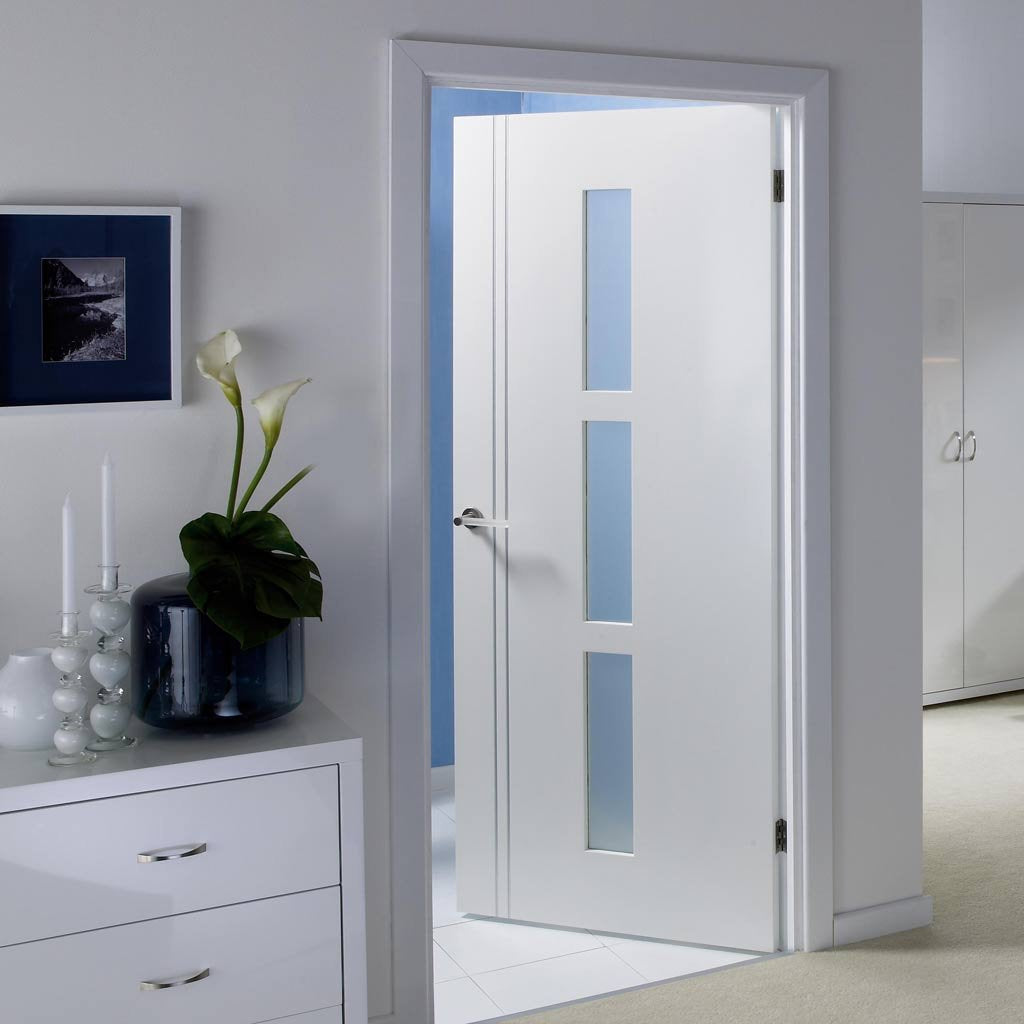 Door and Frame Kit - Sierra Blanco Door - Frosted Glass - White Painted