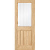 Single Sliding Door & Wall Track - Belize Oak Door - Silkscreen Etched Glass - Prefinished