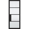 Chelsea 4 Pane Black Primed Internal Door - Clear Reeded Glass