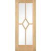 Saturn Tubular Stainless Steel Sliding Track & Reims Diamond 5 Panel Oak Door- Clear Bevelled Glass - Prefinished