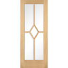 Reims Diamond 5 Panel Oak Absolute Evokit Single Pocket Door- Clear Bevelled Glass - Prefinished