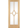 ThruEasi Room Divider - Reims Diamond 5 Panel Oak Clear Bevelled Glass Prefinished Double Doors with Double Sides