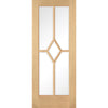 Five Folding Doors & Frame Kit - Reims Diamond 5 Panel Oak 3+2 - Clear Bevelled Glass - Prefinished