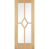 Pass-Easi Four Sliding Doors and Frame Kit - Reims Diamond 5 Panel Oak Door- Clear Bevelled Glass - Prefinished