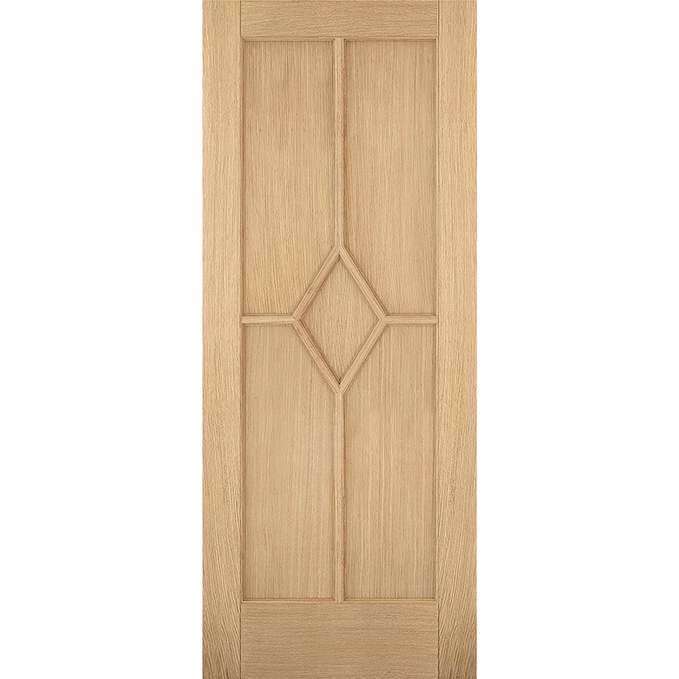 Pass-Easi Four Sliding Doors and Frame Kit - Reims Diamond 5 Panel Oak Door - Prefinished