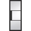 ThruEasi Black Room Divider - Tribeca 3 Pane Primed Clear Glass Unfinished Door Pair with Full Glass Side