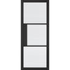 Four Folding Doors & Frame Kit - Tribeca 3 Pane Black Primed 2+2 - Clear Reeded Glass