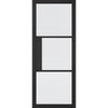 Room Divider - Tribeca 3 Pane Black Clear Reeded Glass Prefinished Double Doors with Double Sides