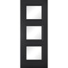 Sirius Tubular Stainless Steel Sliding Track & Antwerp 3 Pane Black Primed Door - Clear Glass