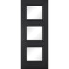 Antwerp 3 Pane Black Primed Single Evokit Pocket Door - Clear Glass