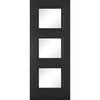 Top Mounted Black Sliding Track & Door - Antwerp 3 Pane Black Primed Door - Clear Glass