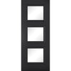 Three Folding Doors & Frame Kit - Antwerp 3 Pane Black Primed 2+1 - Clear Glass