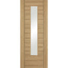 Sirius Tubular Stainless Steel Sliding Track & Vancouver 4 Pane Oak Double Door - Clear Glazed Offset - Prefinished