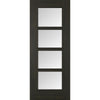 Six Folding Doors & Frame Kit - Vancouver Smoked Oak Internal Doors - Clear Glass - Prefinished