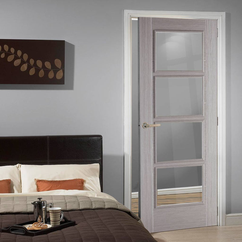 Contemporary grey glazed interior door