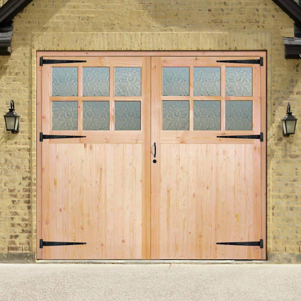 European Pine Garage Door Pair - Flemish Single Glazing - Unfinished