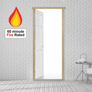 Image: Universal Single 60 Minute Fire Rated Door Frame - Unfinished Oak Veneer - Suits FD60 Fire Rated Doors