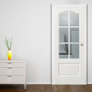 Image: Kent 6 Pane Door - Bevelled Clear Glass - White Primed