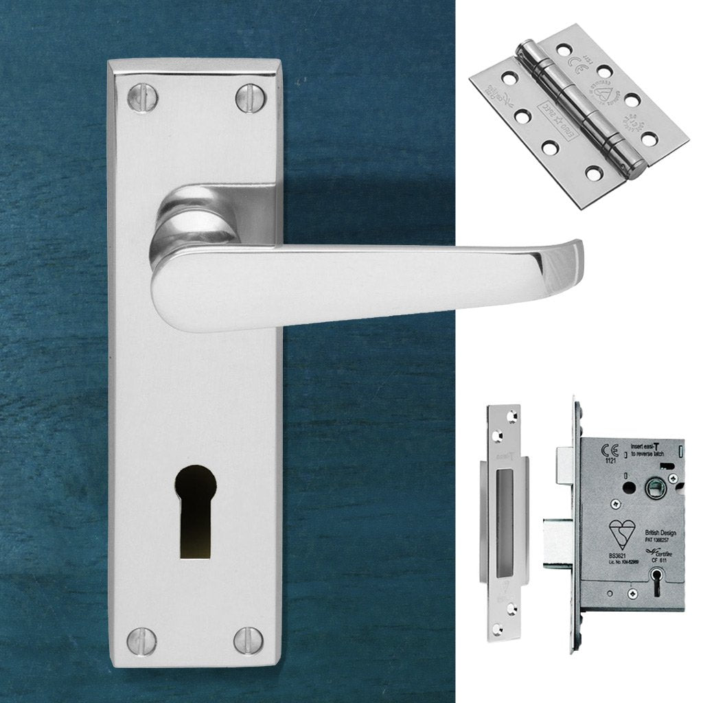 M30 Victorian Suite Lever Lock Polished Chrome Handle Pack
