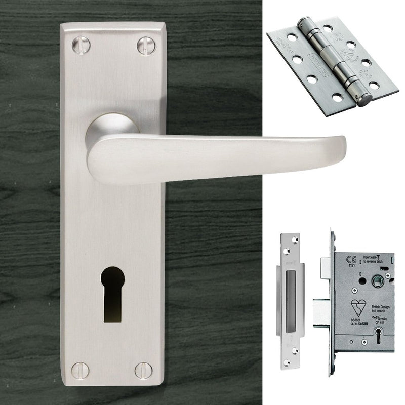 M30 Victorian Suite Lever Lock Satin Chrome Handle Pack