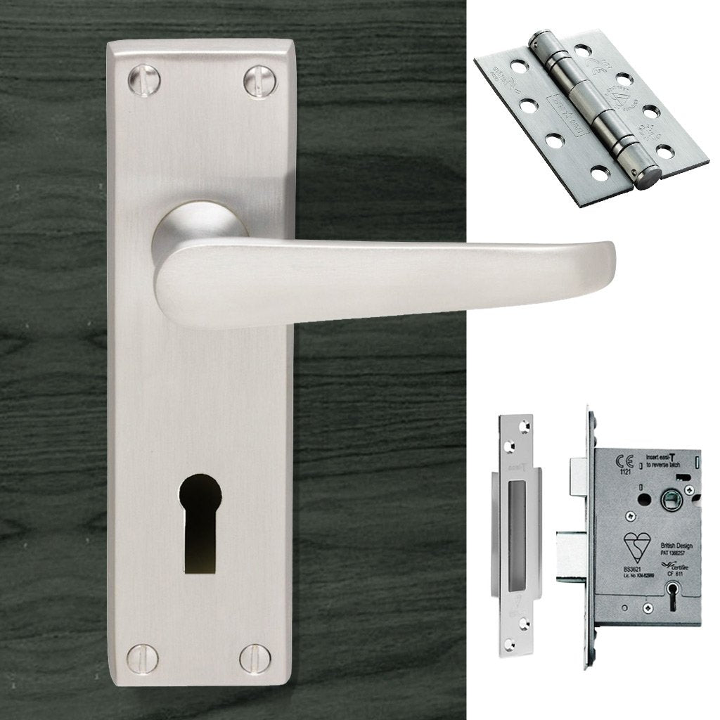 M30 Victorian Suite Lever Lock Satin Chrome Handle Pack