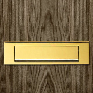 Image: M36G Letter Plate, Gravity Flap, 270x73mm Polished Brass