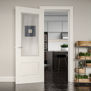 Image: Madison White Primed Door - Clear Bevelled Glass