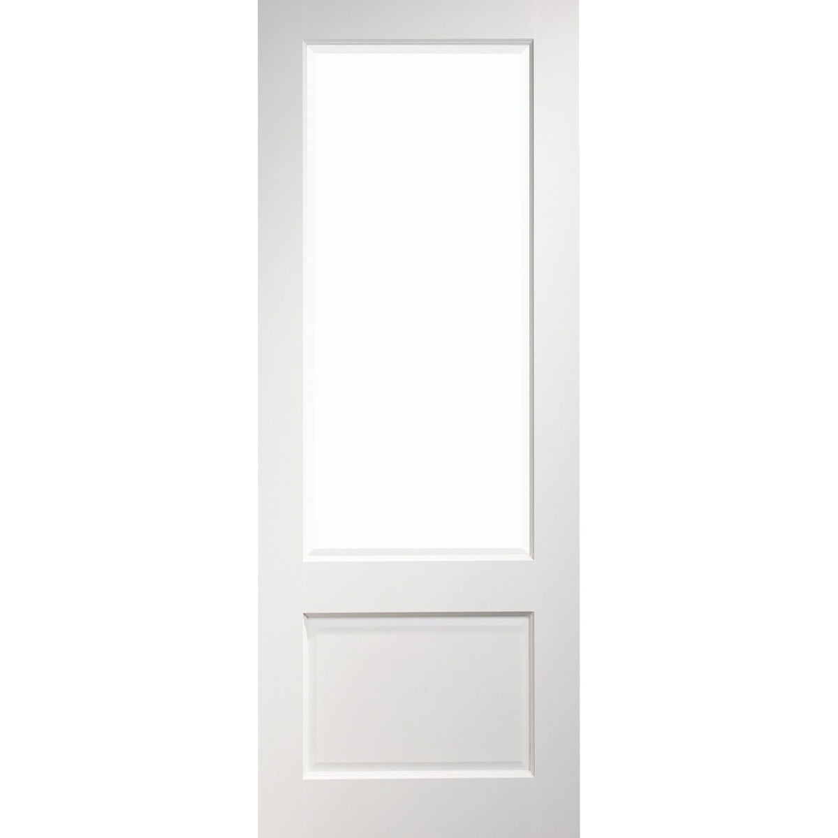 Madison White Primed Door Pair - Clear Bevelled Glass