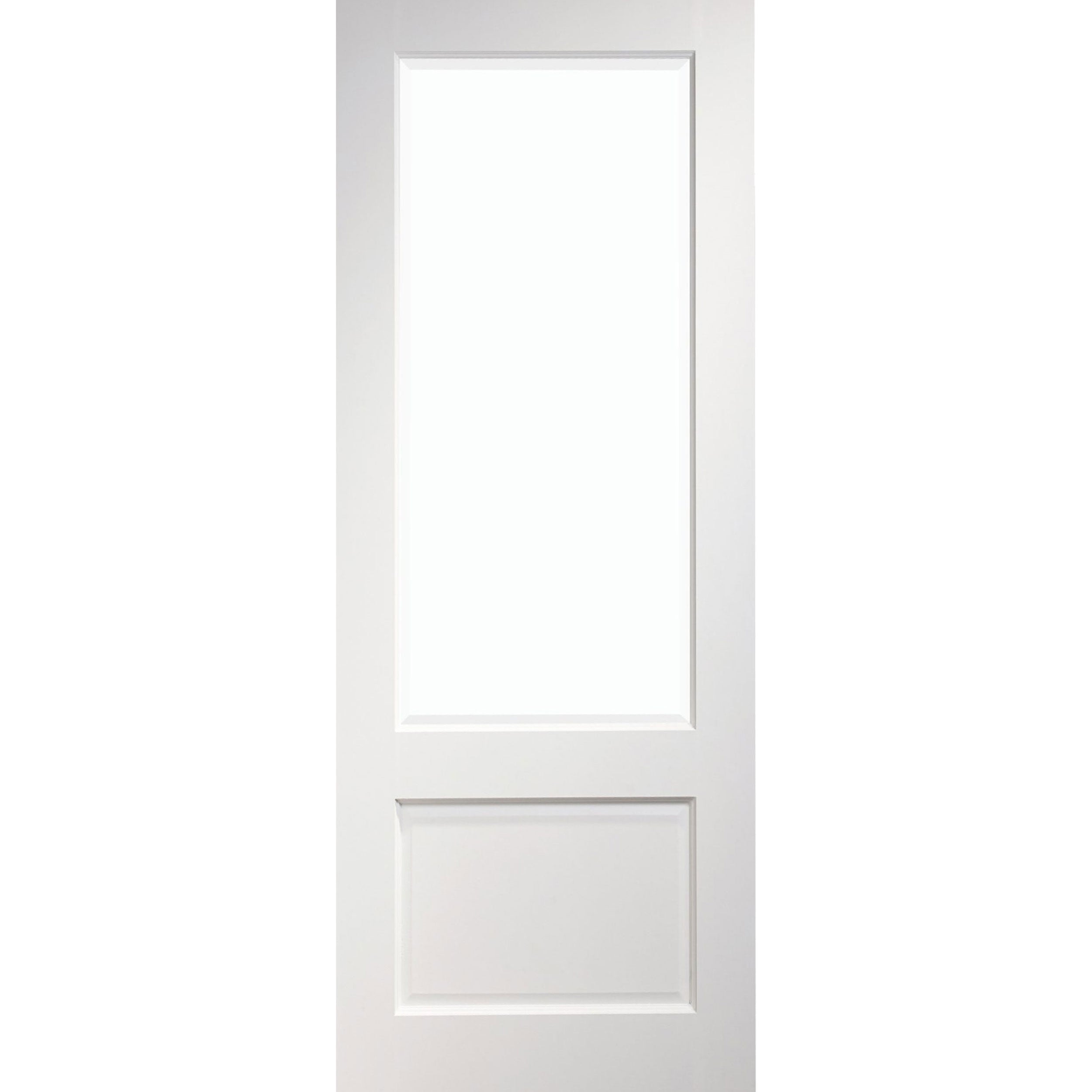 Madison White Primed Door Pair - Clear Bevelled Glass