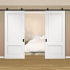 Top Mounted Black Sliding Track & Madison White Primed Panel Double Door