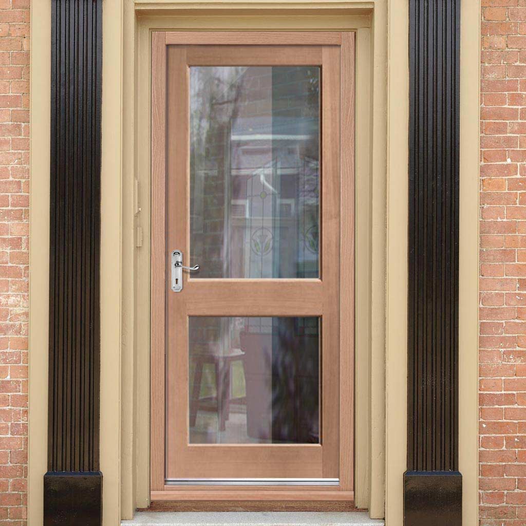 Mahogany Wooden 2XGG Exterior Back Door - Toughened Double Glazing