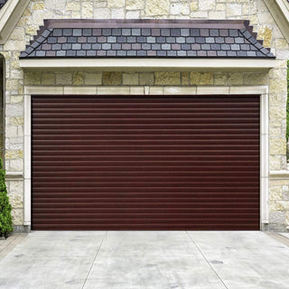 Image: Gliderol Electric Insulated Roller Garage Door from 2147 to 2451mm Wide - Laminated Mahogany