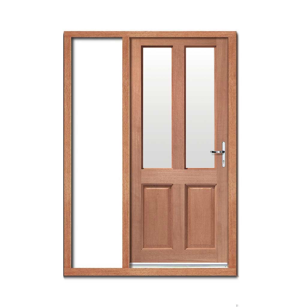 Malton External Hardwood Door and Frame Set - Frosted Double Glazing - One Unglazed Side Screen, From LPD Joinery
