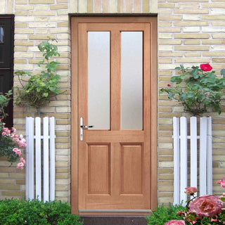 Image: Malton Mahogany Wooden Back Door - Dowel Jointed - Frosted Double Glazing