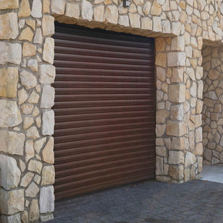 Image: Gliderol Electric Insulated Roller Garage Door from 1900 to 1994mm Wide - Laminated Mahogany